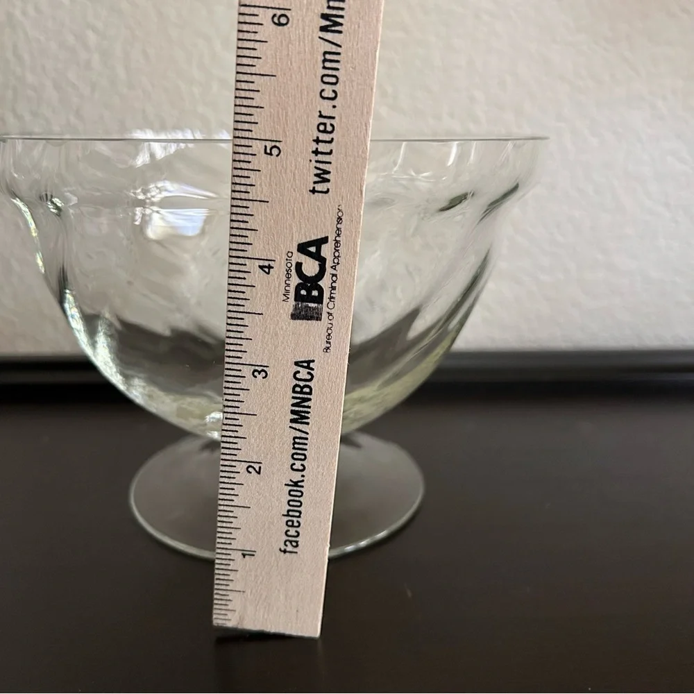 Vintage  Clear Glass Footed Compote Bowl 7” Pedestal Dessert Dish Embossed